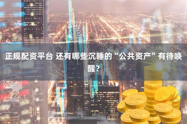 正规配资平台 还有哪些沉睡的“公共资产”有待唤醒？