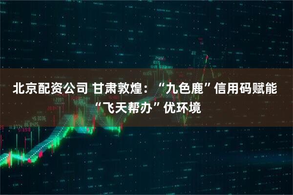北京配资公司 甘肃敦煌：“九色鹿”信用码赋能 “飞天帮办”优环境